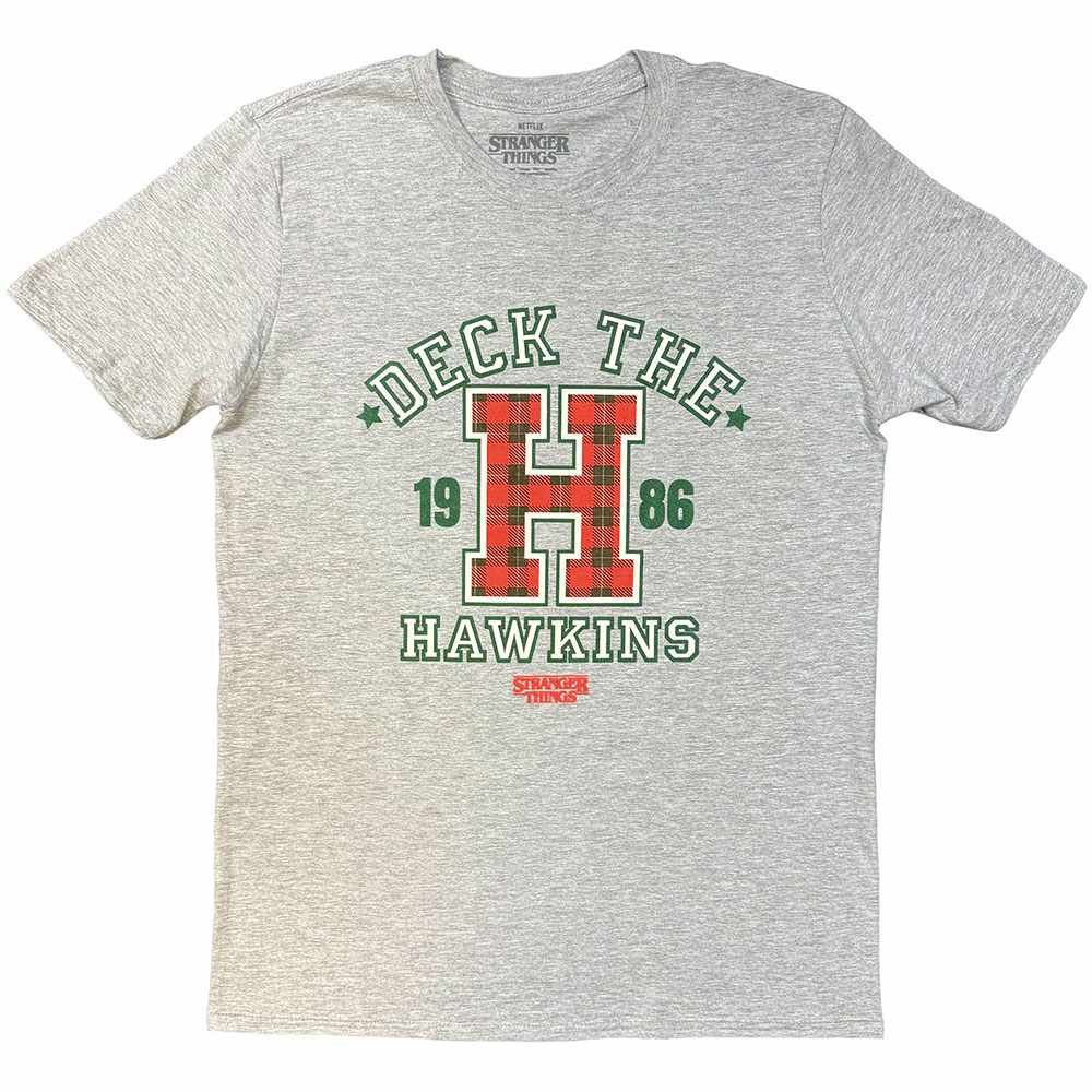 Stranger things - Deck The Hawkins Tshirt Homme - Gris